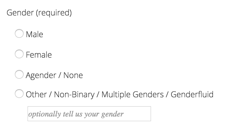 Gender Binary Selection Box