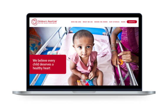 The Childrens Heartlink website displayed on a laptop