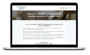 Screenshot of Minnesota COVID-19 Housing Assistance Program website.