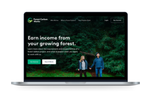 The Forest Carbon Works website displayed on a laptop