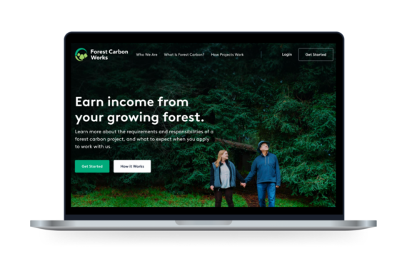 The Forest Carbon Works website displayed on a laptop