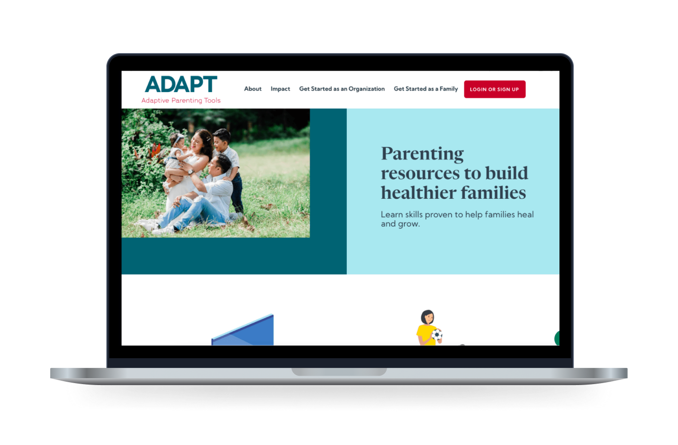 The Adapt Parenting Tools website displayed on a laptop