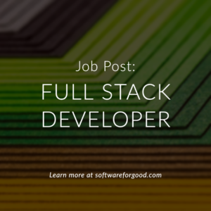 Abstract background with text: Job Post: Full Stack Developer.
